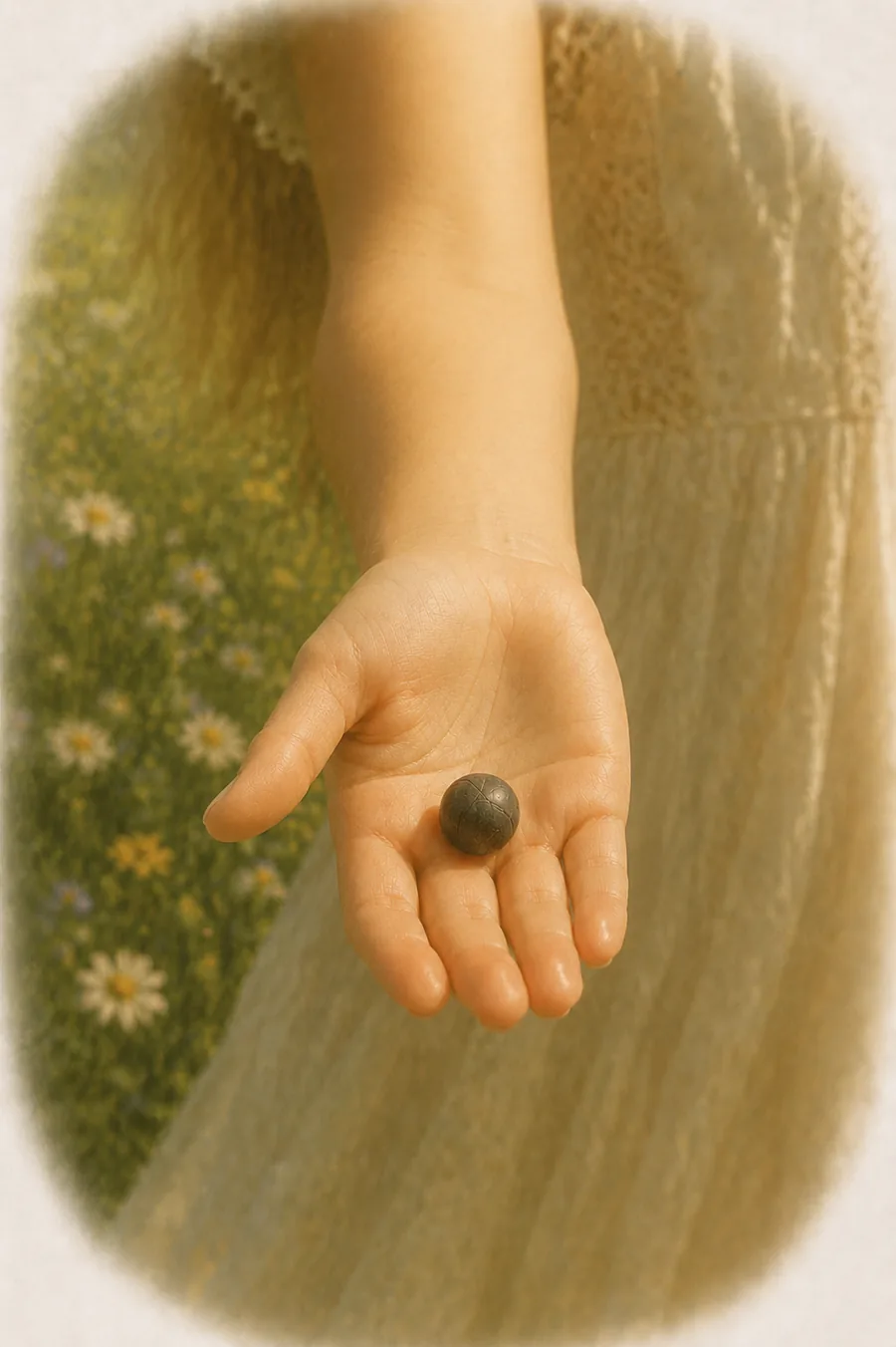 Annona's hand holding the small orb